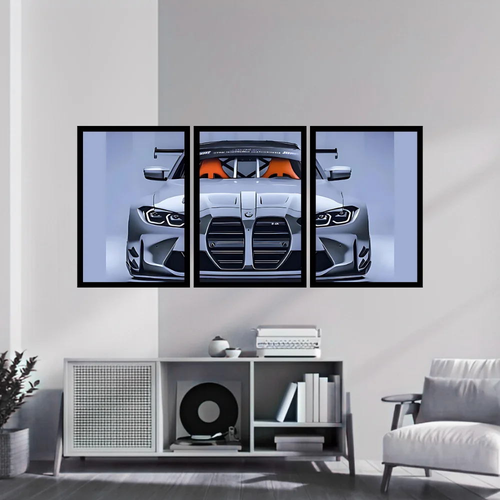 Djane Studio Car Wall Frame | Living Room Car Wall Frame | Gaming Room Decor | Pack of 3 | Size 18x12 Inch